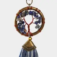 Брелок ловец снов "Великое древо" 19 см, цв. бело-синий