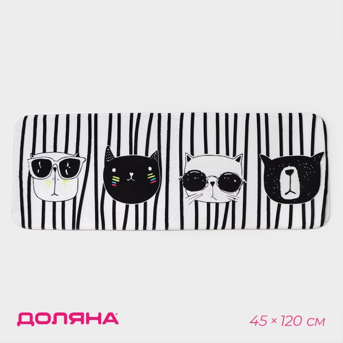 Коврик для ванной и туалета Доляна &laquo;Коты&raquo;, 45&times;120 см