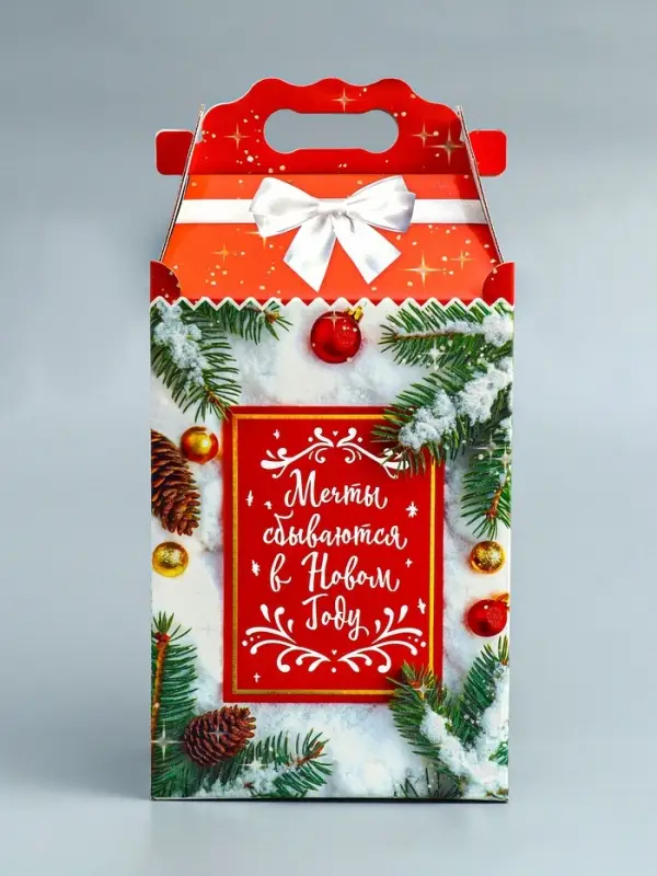 Подарочная коробка Новогодняя Корпоратив "Акцент" 20,3 х 12,3 х 41 см