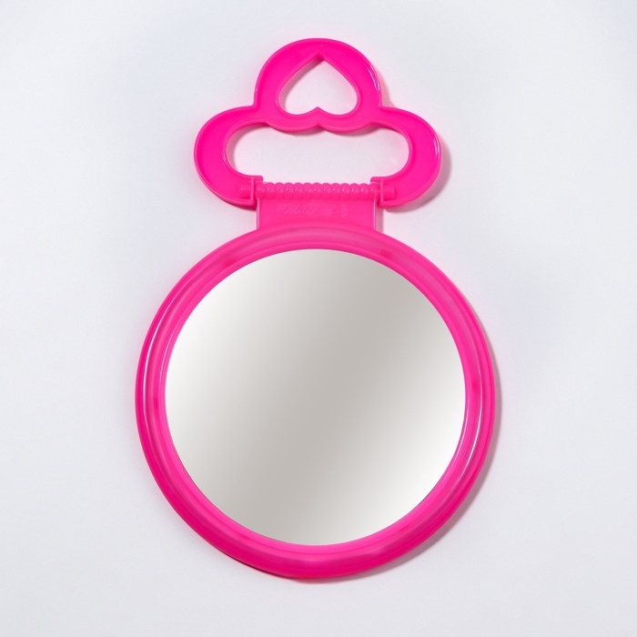 Зеркало настольное - подвесное &laquo;Круг&raquo;, d зеркальной поверхности 9,5 см, цвет розовый