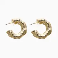 Серьги пластик &laquo;Мятые&raquo; кольца, цвет золото