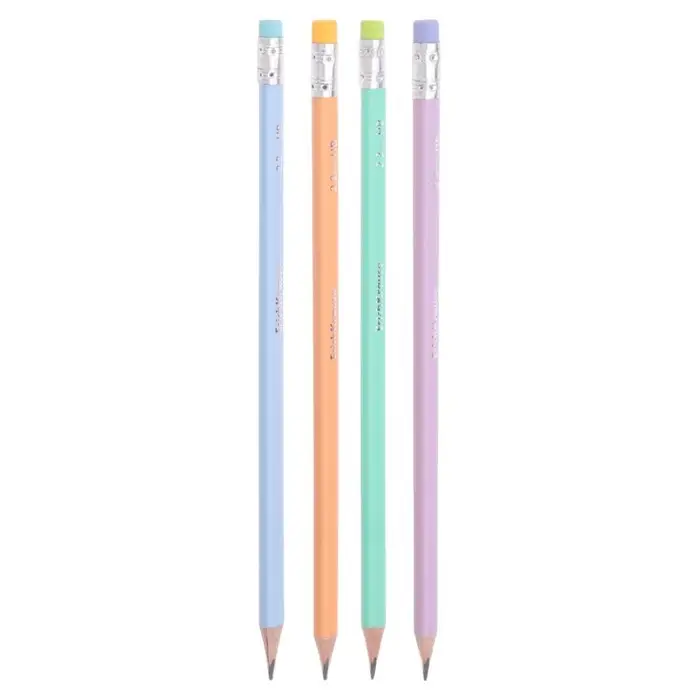 Карандаш чернографитный с ластиком ErichKrause "Pastel Bloom", НВ, грифель d=2,2 мм, дерево, трехгранный в тубусе, микс