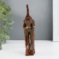 Сувенир полистоун "Слон на длинных ногах, попона с серебристыми узорами" 15х6,5х4 см