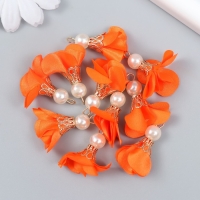 Декор для творчества текстиль "Цветок с жемчужиной. Алый" набор 10 шт 2,5 см Декор для творчества текстиль "Цветок с жемчужиной. Алый" набор 10 шт 2,5 см