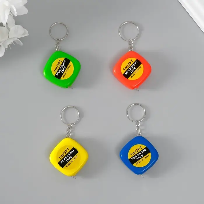 Рулетка-брелок для ключей на кольце &laquo;Эксперт&raquo;, 1 метр, 3.5&times;3.5 см, МИКС