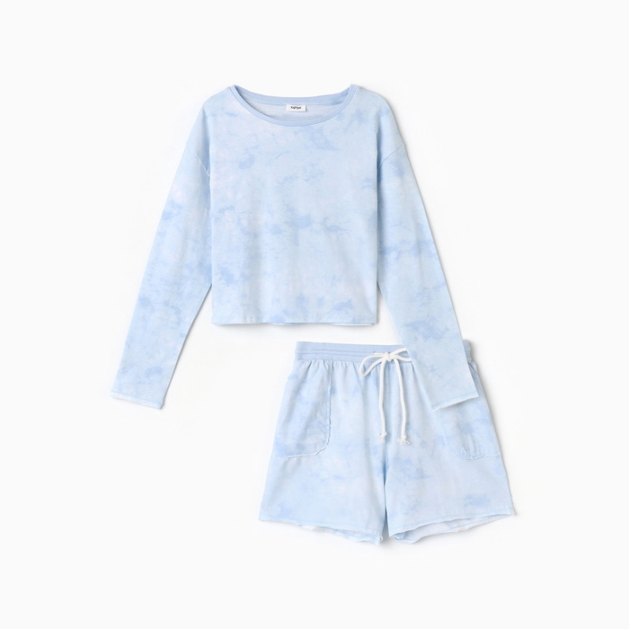 Костюм женский (лонгслив и шорты) KAFTAN р. 44-46 голубой