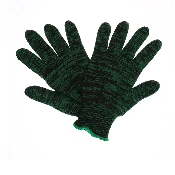 Перчатки рабочие, хб, вязка 10 класс, 4 нити, размер 9, зелёные, &laquo;Двойные&raquo;
