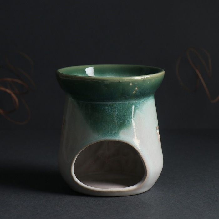 Аромалампа керамика "Море волнуется" зеленый 8,6х8,6х9,8 см