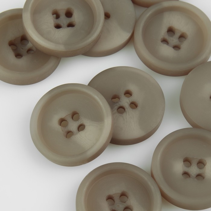 Набор пуговиц, 4 прокола, d = 22 мм, 10 шт, цвет серо-коричневый