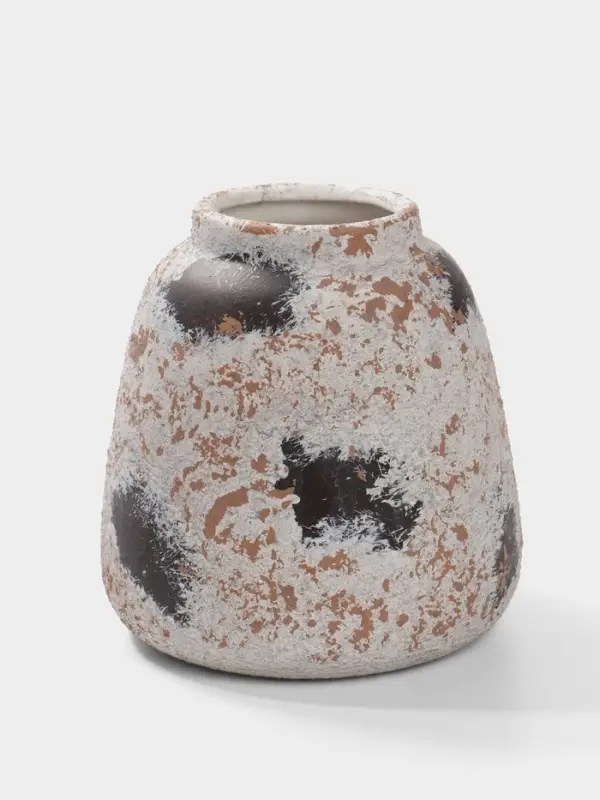 Ваза настольная керамика "Дези" 16х14 см, бело-коричневый