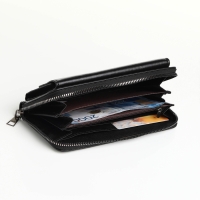 Портмоне мужское на молнии, отдел для карт, монет, цвет чёрный