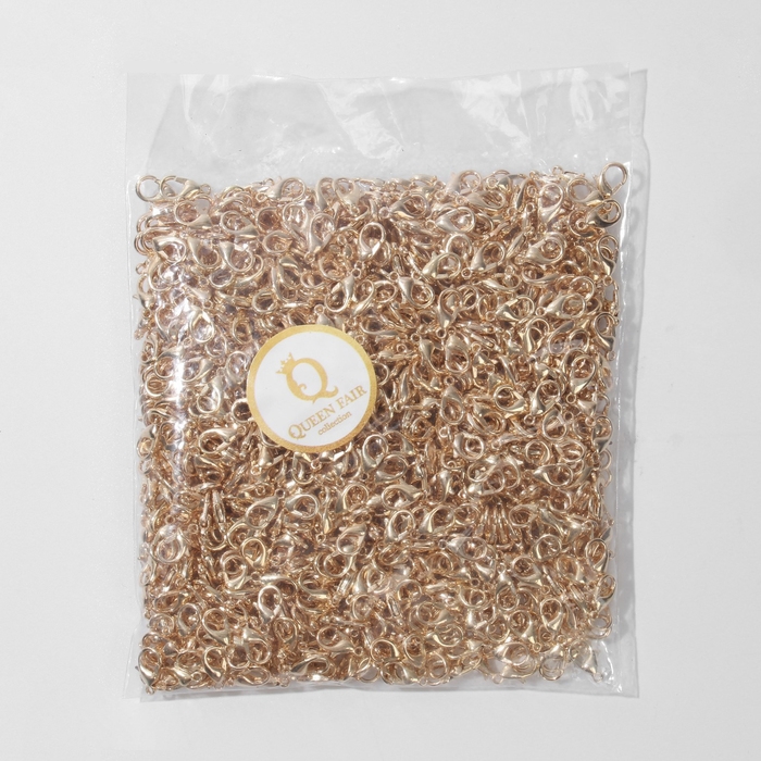 Замок-карабин, СМ-521, (набор 1000 шт.), 12&times;7 мм, цвет золото