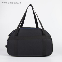 Сумка спортивная на молнии, наружный карман, средний размер, цвет чёрный/синий