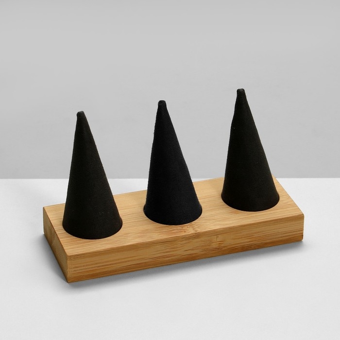 Подставка для колец 13×5×8, дерево, конусы, цвет чёрный Подставка для колец 13×5×8, дерево, конусы, цвет чёрный
