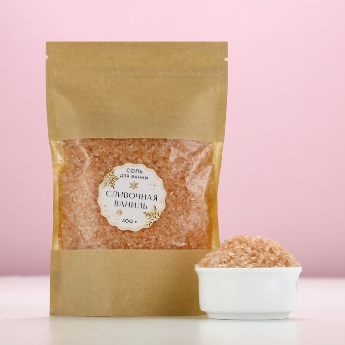Соль для ванны расслабляющая , 300 г, аромат сливочной ванили, Новый Год Соль для ванны расслабляющая , 300 г, аромат сливочной ванили, Новый Год