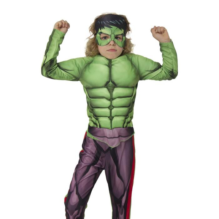 Карнавальный костюм &laquo;Халк&raquo; с мускулами, текстиль, куртка, брюки, маска, р. 34, рост 134 см