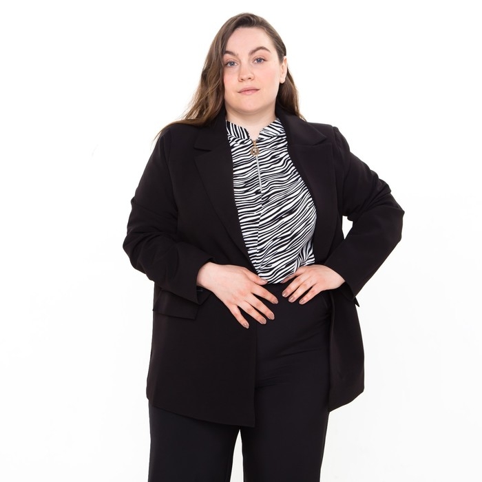 Пиджак женский, цвет черный, размер 56 Пиджак женский, цвет черный, размер 56