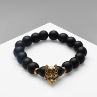 Браслет унисекс &laquo;Бастион&raquo; дракон, цвет чёрный с чернёным золотом, шар №10, d=7 см