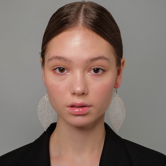 Серьги металл &laquo;Лист липы&raquo;, цвет серебро