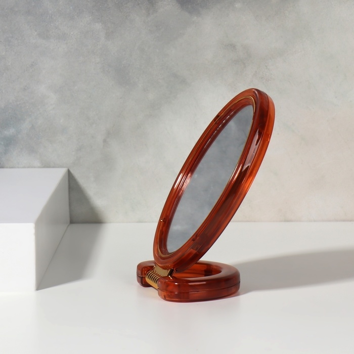 Зеркало настольное - подвесное «Овал», двустороннее, с увеличением, зеркальная поверхность 6 × 9,3 см, цвет «янтарный» Зеркало настольное - подвесное «Овал», двустороннее, с увеличением, зеркальная поверхность 6 × 9,3 см, цвет «янтарный»