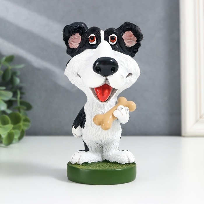 Сувенир полистоун подставка под очки "Пёсик с косточкой" 13,5х8х7,5 см