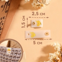 Бирка с кнопкой &laquo;Клубок&raquo;, 5 &times; 1,5 см, 10 шт, цвет белый/золотой