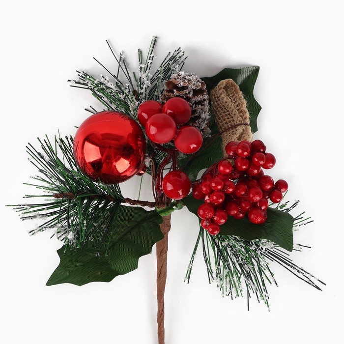 Новогодний декор, веточка "Зимние настроение" 17х13х10 см