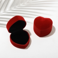 Футляр бархатный под кольцо &laquo;Сердце&raquo; 6&times;6,5&times;4, цвет бордовый, вставка черная