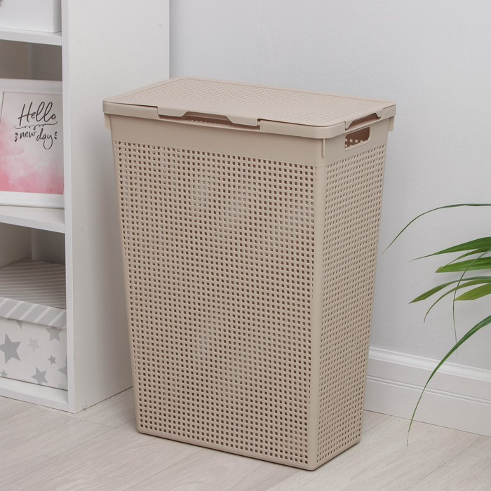 Корзина бельевая с крышкой &laquo;Лофт&raquo;, 50 л, цвет латте