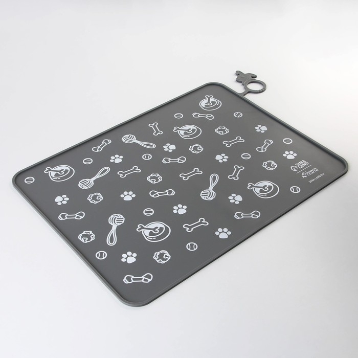 Коврик силиконовый под миску &laquo;Паттерн&raquo;, 30х40 см, серый