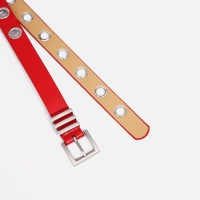Ремень женский, ширина 2 см, пряжка металл, люверсы, цвет красный