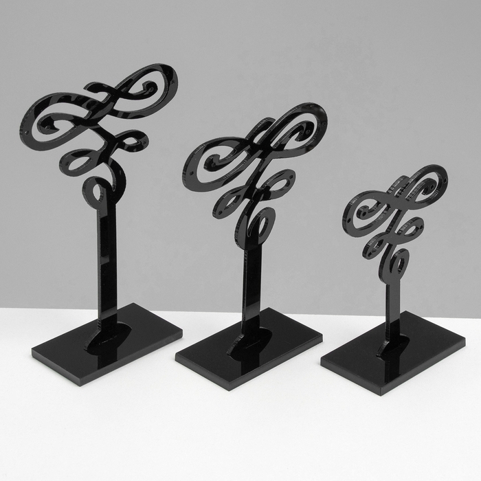 Подставка под серьги (набор 3 шт.) декор 9,5&times;7&times;11 см, цвет чёрный