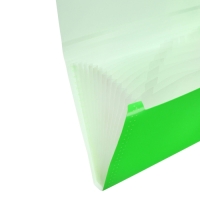 Папка картотека А4, Calligrata "Неон", 13 отделений, пластиковая, 700 мкм, салатовая, резинка в цвет