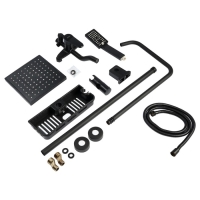 Душевая система ZEIN Z3862, смеситель, тропическая и ручная лейка, полка, латунь, черная Душевая система ZEIN Z3862, смеситель, тропическая и ручная лейка, полка, латунь, черная