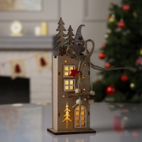 Светодиодная фигура &laquo;Фабрика подарков&raquo; 7.5 &times; 22 &times; 5 см, дерево, батарейки LR1130х3 (в комплекте), свечение тёплое белое