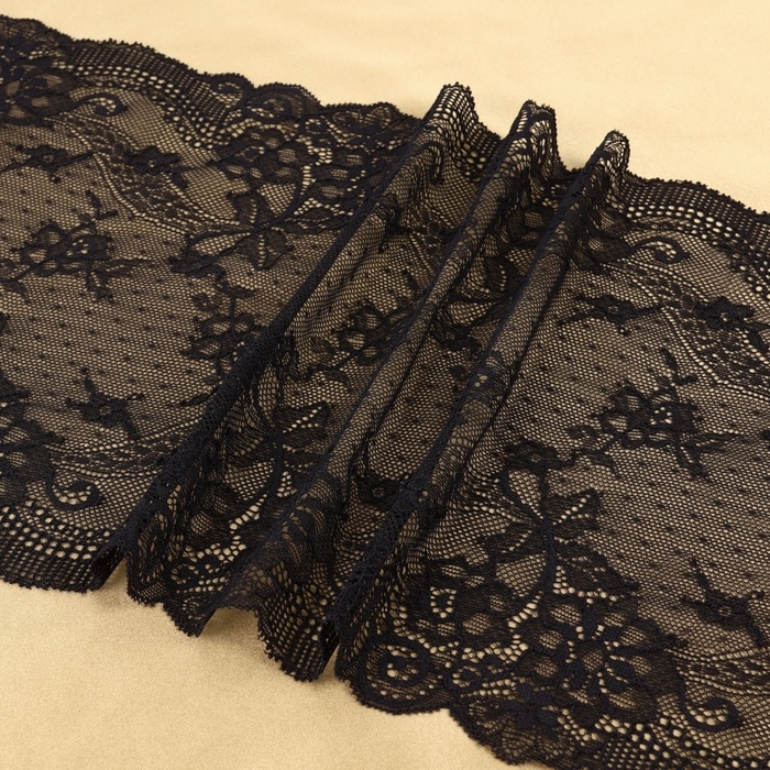 Кружевная эластичная ткань, 240 мм × 2,7 ± 0,5 м, цвет чёрный Кружевная эластичная ткань, 240 мм × 2,7 ± 0,5 м, цвет чёрный
