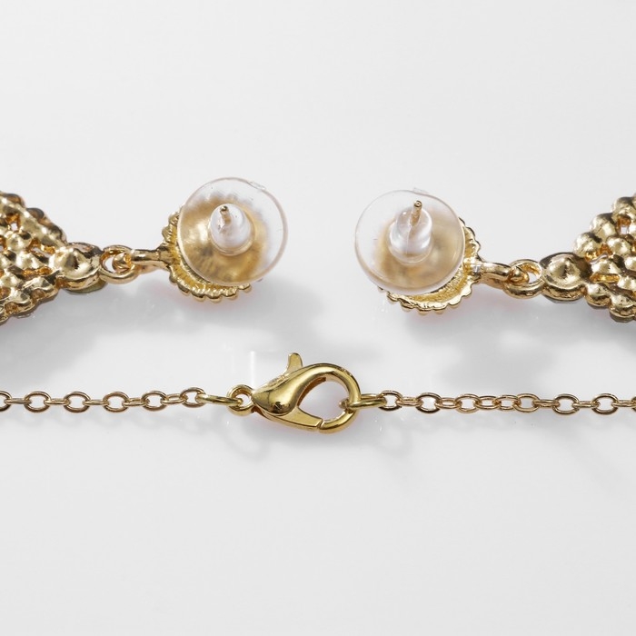 Гарнитур 2 предмета: серьги, кулон &laquo;Лотос&raquo;, цвет радужно-белый в золоте, 48 см