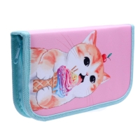 Пенал 1 секция, 130 х 210 х 40 мм, 2 откидные планки, тканевый, Calligrata TOP, Content "Котик" Пенал 1 секция, 130 х 210 х 40 мм, 2 откидные планки, тканевый, Calligrata TOP, Content "Котик"