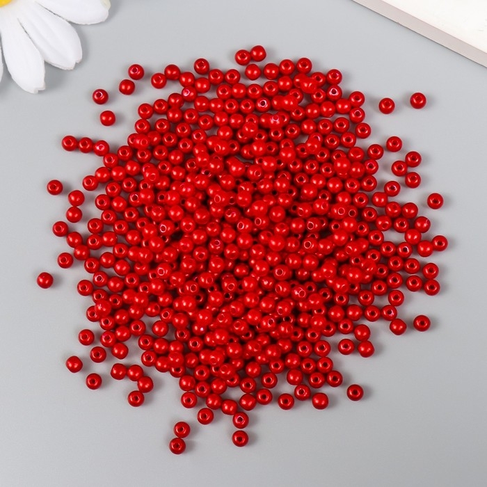 Набор бусин Набор бусин "Рукоделие" пластик, диаметр 4 мм, 25 гр, алый