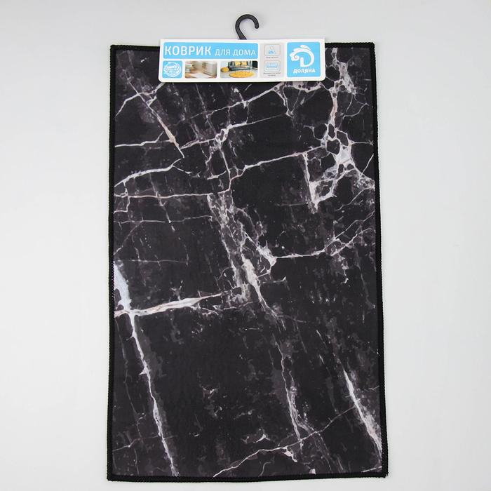 Коврик для дома Доляна &laquo;Мрамор&raquo;, 50&times;80 см, цвет чёрный