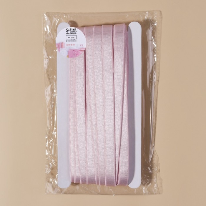 Резинка для бретелей, блестящая, 10 мм, 10 &plusmn; 0,5 м, цвет розовый