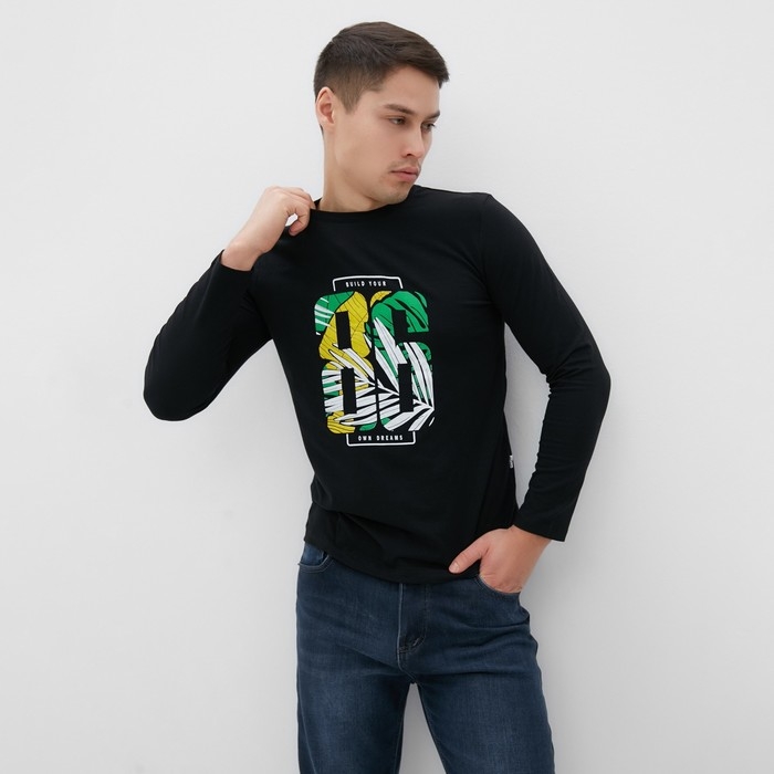 Джемпер мужской, цвет черный, размер 52