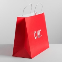 Пакет подарочный новогодний крафт &laquo;С НГ&raquo;, 25 х 22 х 12 см, Новый год