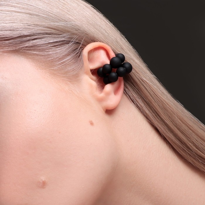 Серьги &laquo;Каффы&raquo; набор 2 шт, сферы, цвет чёрный