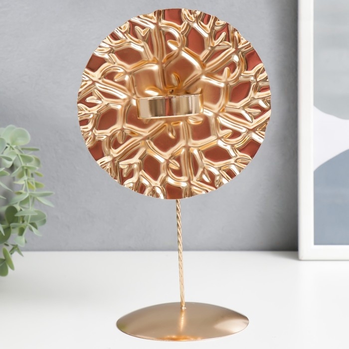 Подсвечник металл на 1 свечу "Паутина времени" золото 26х14,5х11 см