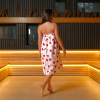 Полотенце для бани &laquo;Сердечки&raquo; женское парео,80х150&plusmn;4 см, 100% хлопок, ваф. полотно, 160 гр/м2