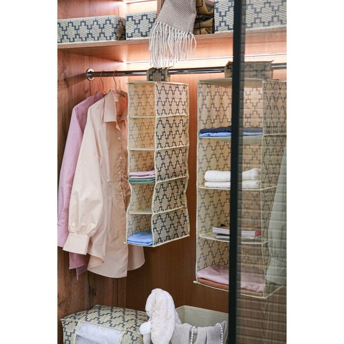 Органайзер подвесной Доляна &laquo;Гэтс&raquo;, 5 отделений, 30&times;15&times;70 см, цвет бежевый