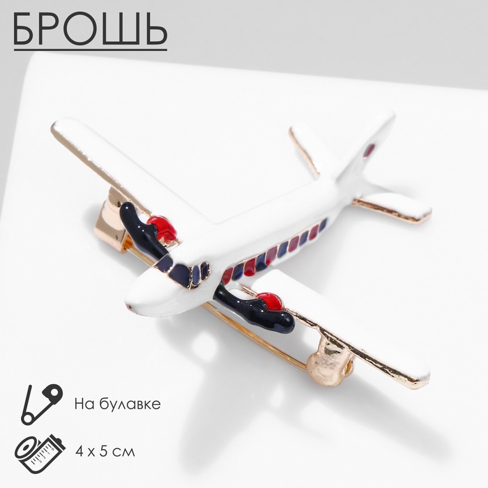 Брошь &laquo;Самолёт&raquo; лайнер, цветная в золоте