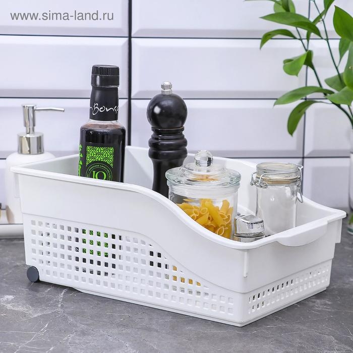 Контейнер для хранения хозяйственный &laquo;Лофт&raquo;, 31&times;21&times;12,5 см, на колёсах, цвет белый