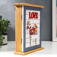 Ключница дерево 6 крючков "Анютины глазки и консоль" 25х21х7,3 см Ключница дерево 6 крючков "Анютины глазки и консоль" 25х21х7,3 см